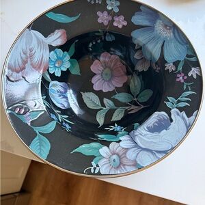 Mackenzie Childs Black Flower Market enamelware serving bowl